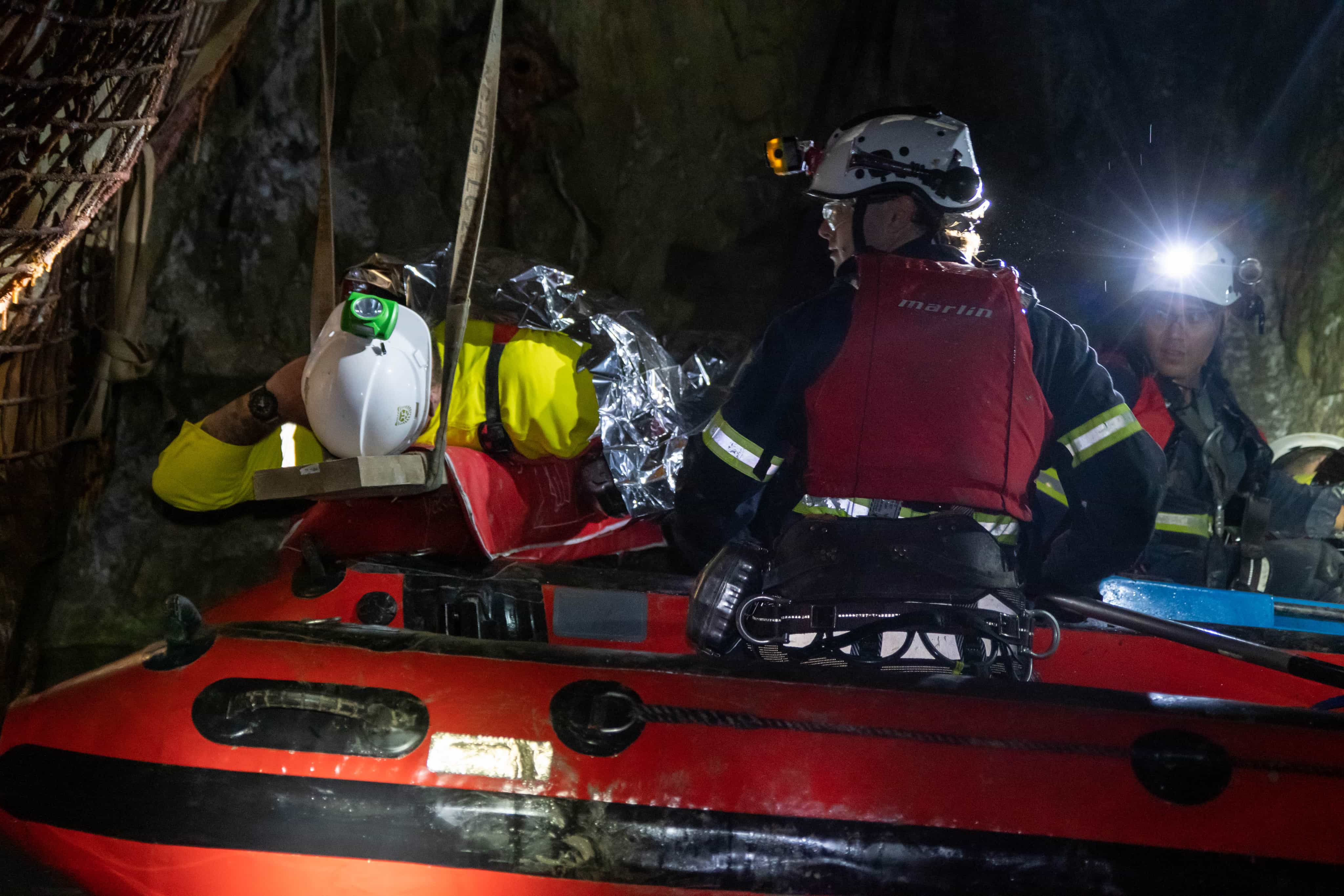 Emergency response professionals on site